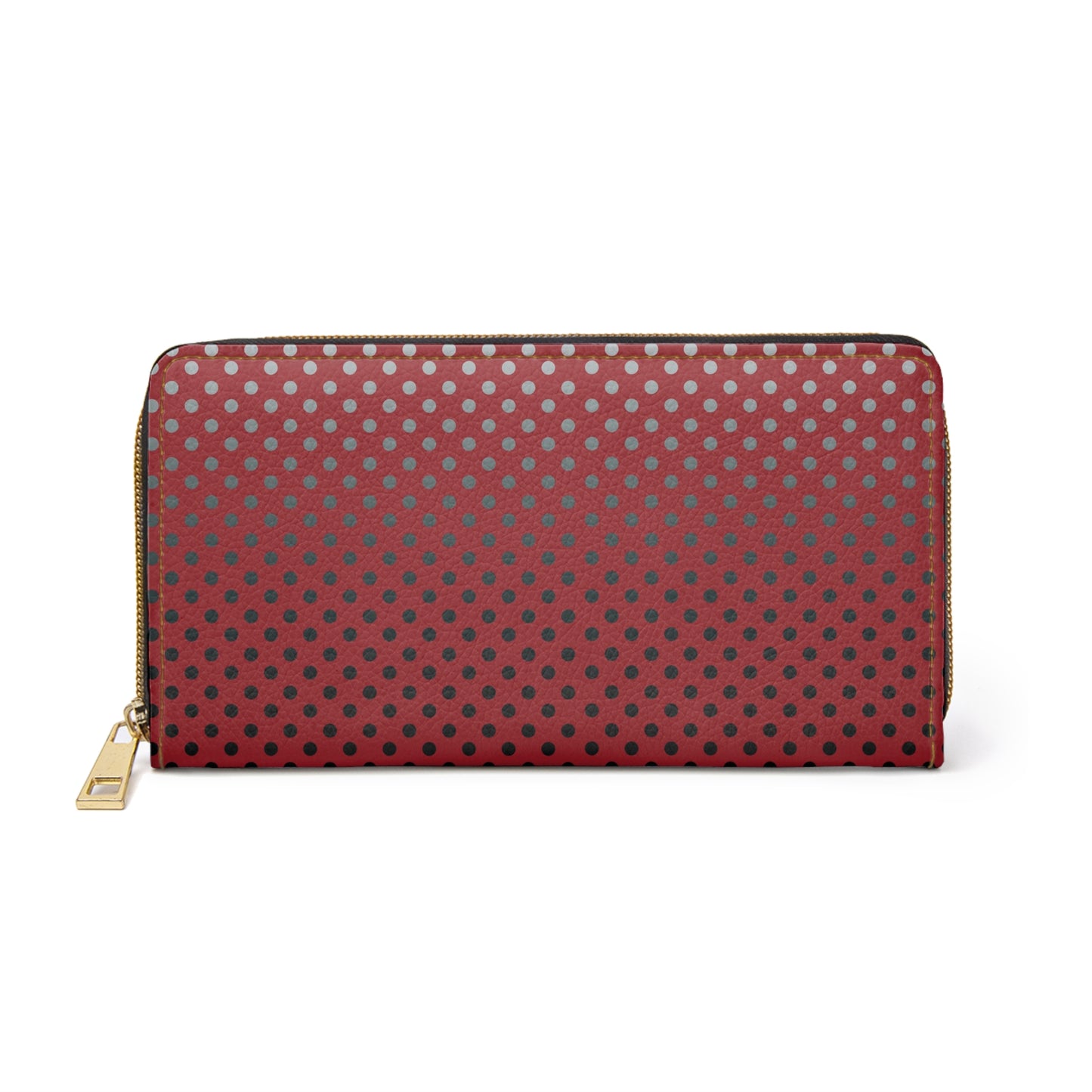 Red with Black Gray White Dots - Zipper Wallet