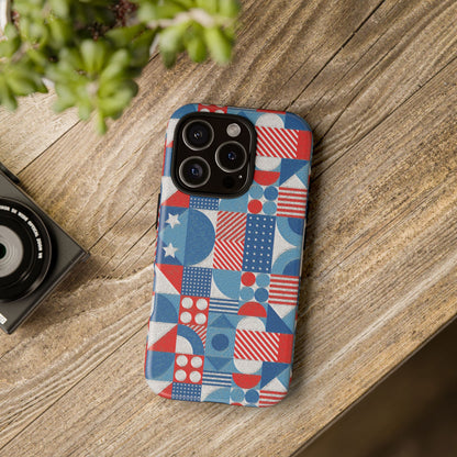 Red White and Blue Bold Pattern - BIG - Oil Paint Texture - Tough Cases