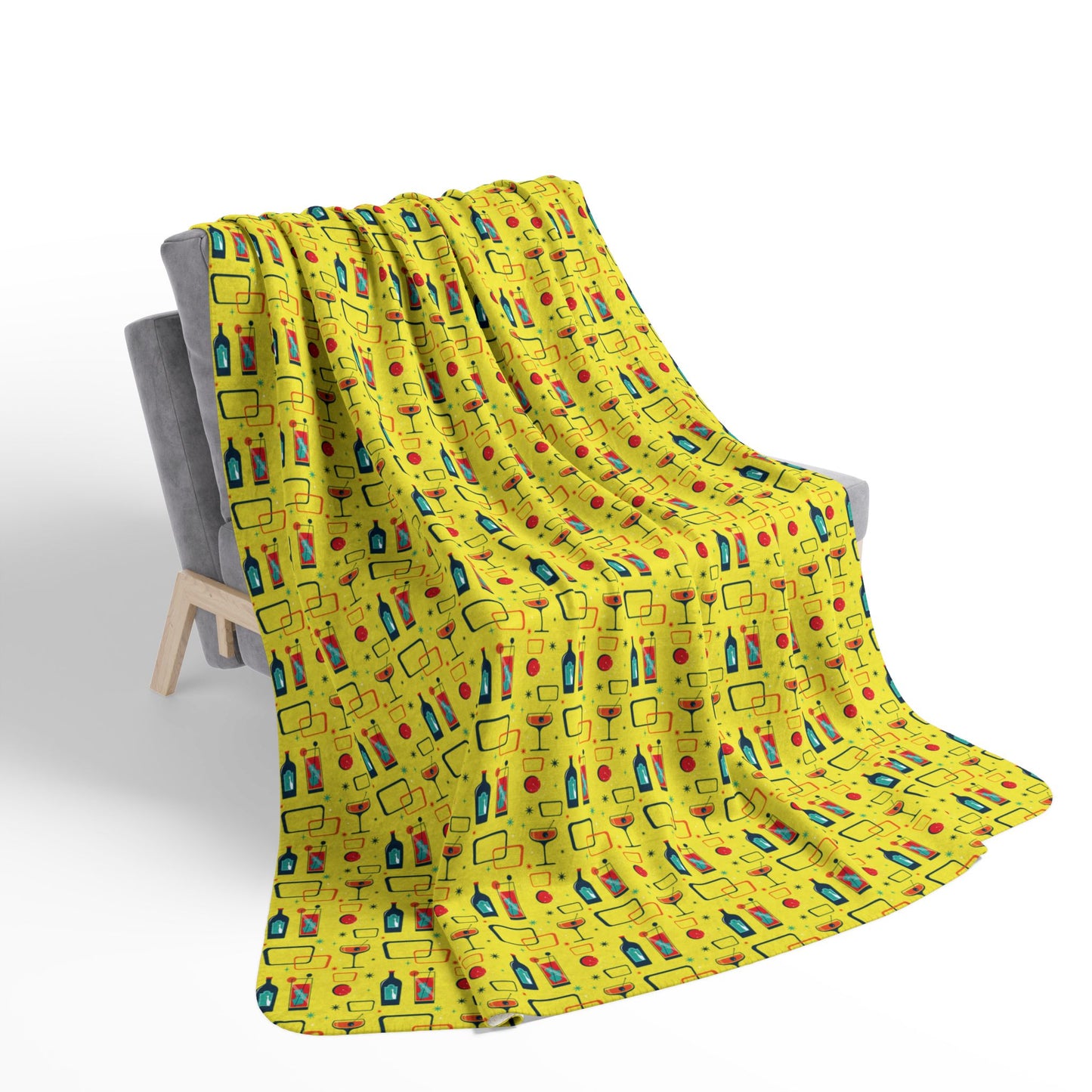 Fleece Sherpa Blanket - Cocktail Time - Yellow