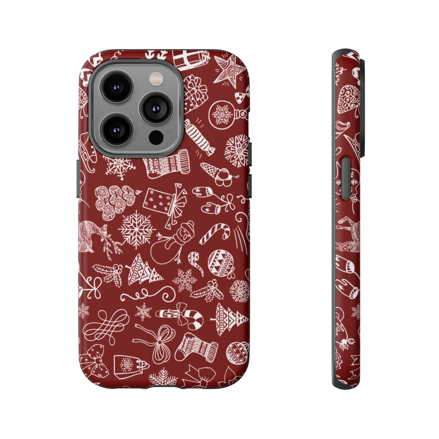 Christmas doodles on red - Tough Cases