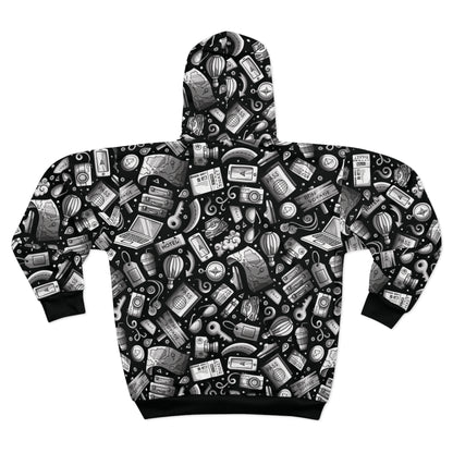 Travel Vibes - Gray on Black 000000 - Unisex Zip Hoodie