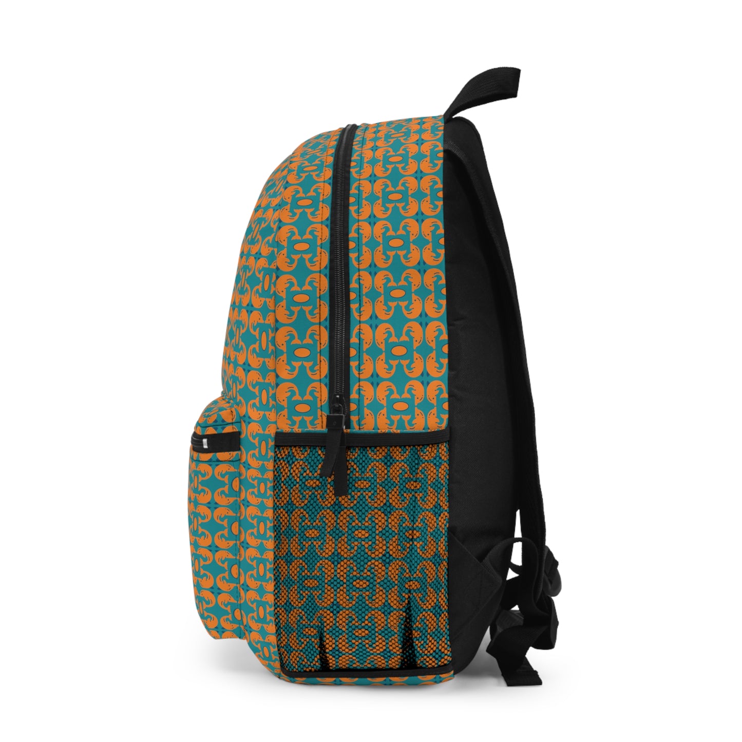 Playful dolphins - Orange - Aqua 008E97 - Backpack