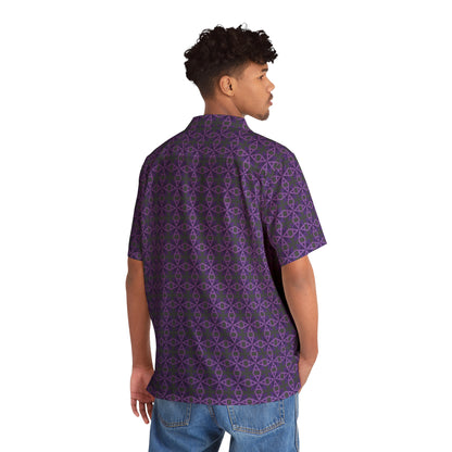 Letter Art - A - Purple - Black 000000 - Men's Hawaiian Shirt