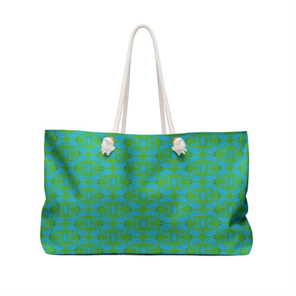 Playful Dolphins - Maximum Blue Green 33cccc - Kelly Green 4cbb17 - Weekender Bag