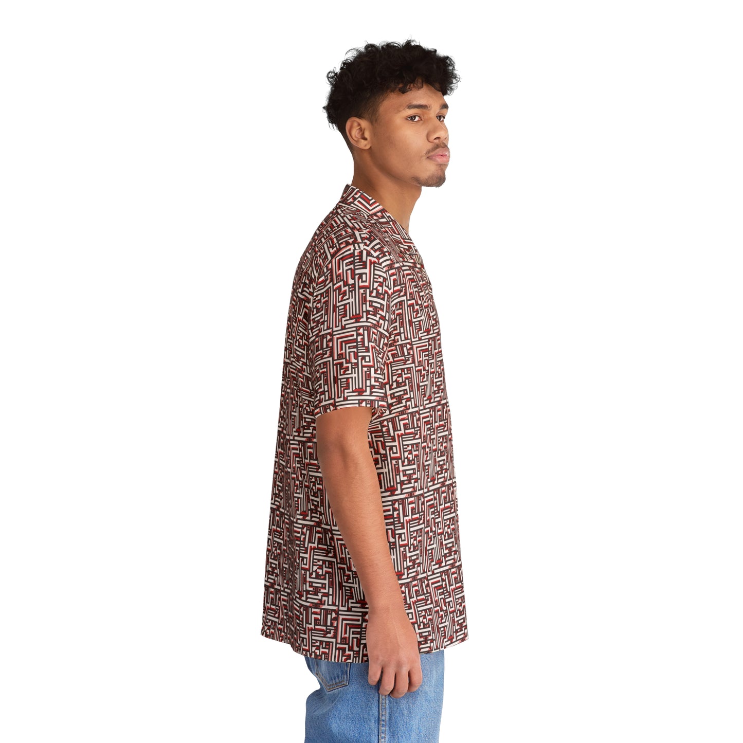 Futuristic Pattern - Red - Men's Hawaiian Shirt