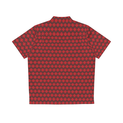 Letter Art - M - Red - Black 000000 - Men's Hawaiian Shirt