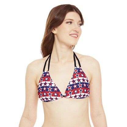 Red White and Blue Stars - Stripes - Strappy Bikini Set