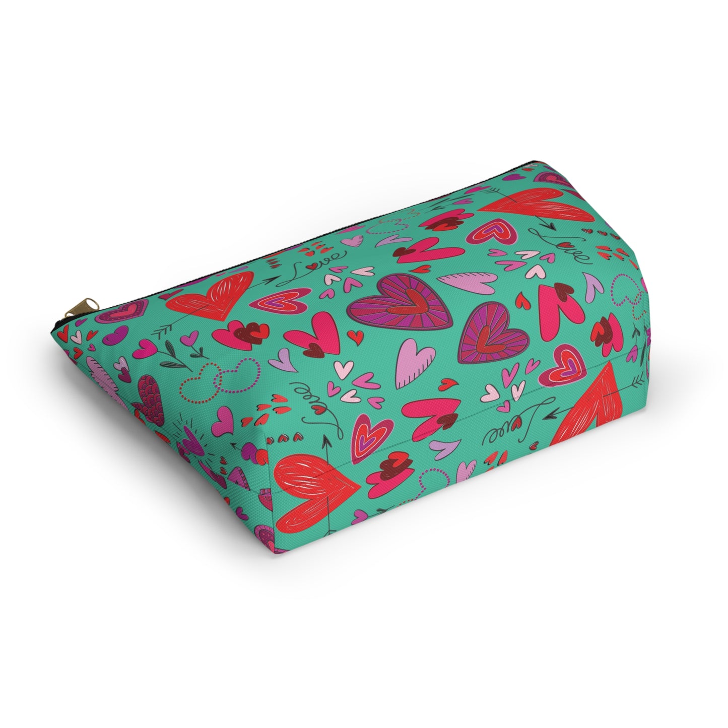 Heart doodles - Turquoise 12d3ad - Accessory Pouch w T-bottom