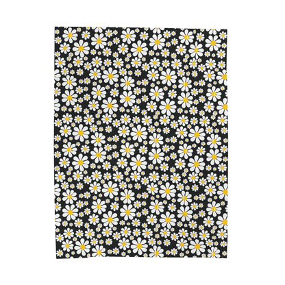 Ducks in Daisies - Black 000000 - Velveteen Plush Blanket