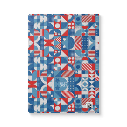 Red White and Blue Bold Pattern - Oil Paint Texture - Softcover Journal