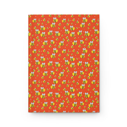Lots of Bees - Orange fc4f15 - Hardcover Journal Matte
