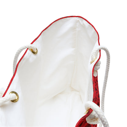 Red Hearts Flower - White Highlight - Scarlet de0000 - Weekender Bag