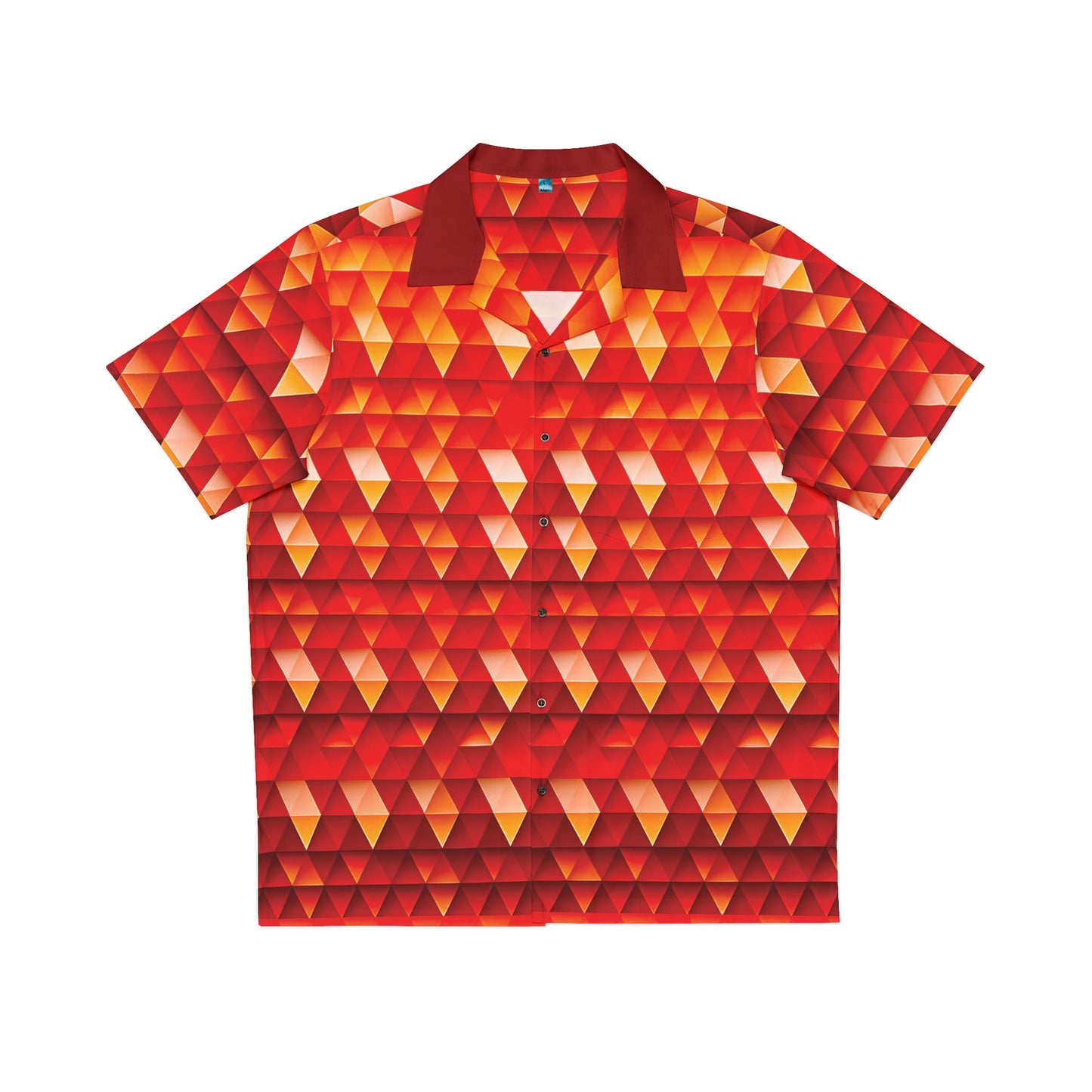 Geometric Flame - Red Triangles - Dark Candy Apple Red a00000 - Men's Hawaiian Shirt