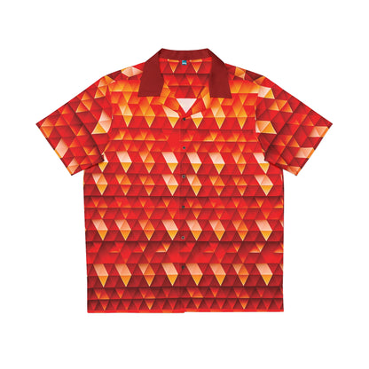 Geometric Flame - Red Triangles - Dark Candy Apple Red a00000 - Men's Hawaiian Shirt