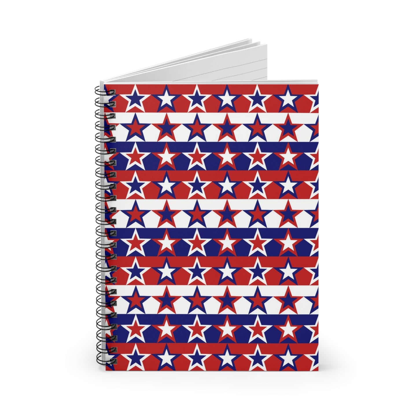 Red White and Blue Stars - Stripes - Spiral Notebook - Ruled Line