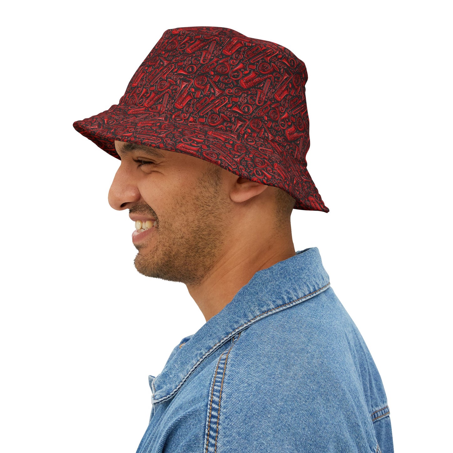 Band Camp - Red - Black 000000 - Bucket Hat (AOP)