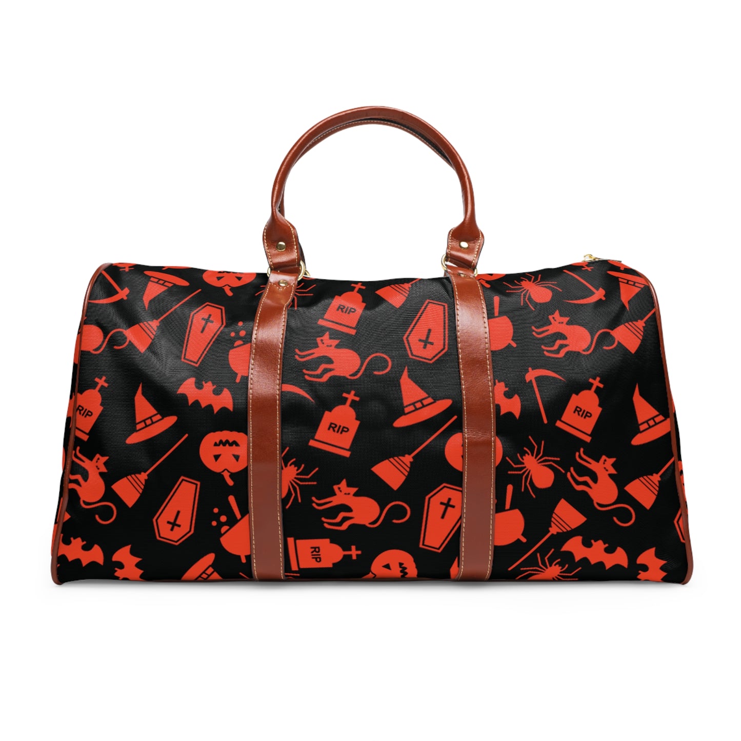 Halloween Scaries - Big - Orange - Black 000000 - Waterproof Travel Bag