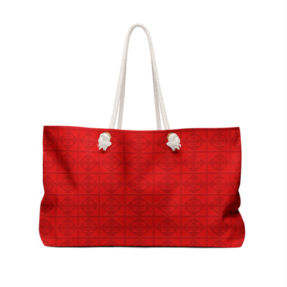 Embossed Geometric Pattern - Red - Weekender Bag