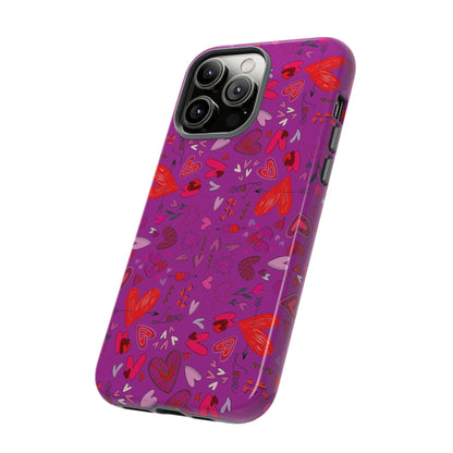 Heart Doodles - Deep Magenta B805AE - Tough Cases