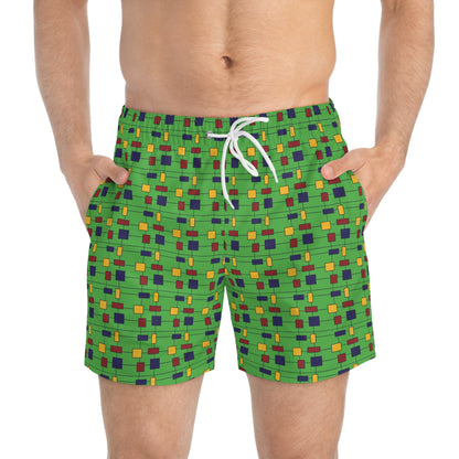 Inspired by Piet Mondrian - Kelly Green 4cbb17 - Swim Trunks