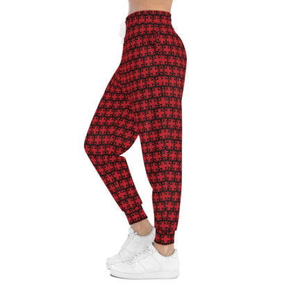 Letter Art - M - Red - Black 000000 - Athletic Joggers (AOP)