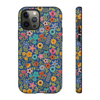 Playful Spring flowers - blue - Tough Cases