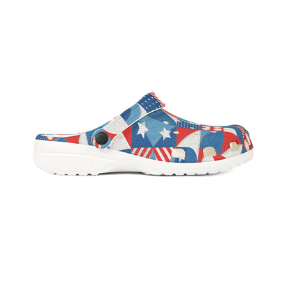 Red White and Blue Bold Pattern - Oil Paint Texture - EVA Foam Rubber Shoes