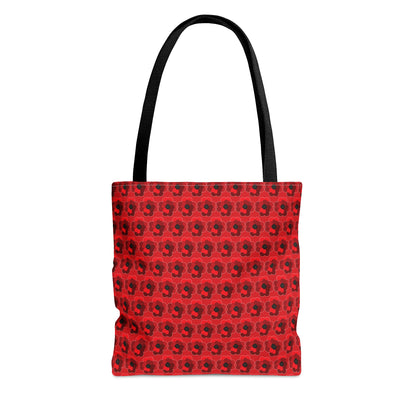 Red Hearts Flower - White Highlight - Scarlet de0000 - Tote Bag