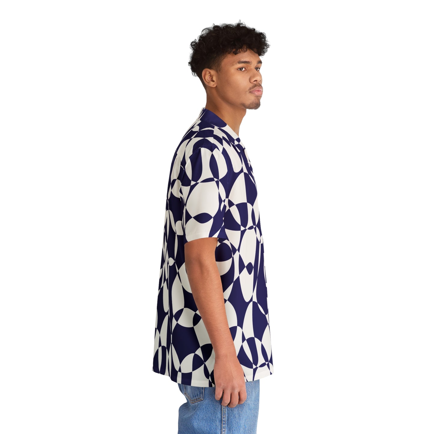 Sapphire Swirl - White - Men's Hawaiian Shirt