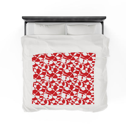 Scarlet Symphony - White - Velveteen Plush Blanket