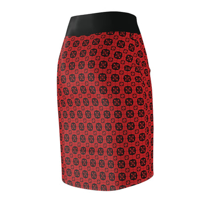 Letter Art - B - Red - Black 000000 - Women's Pencil Skirt (AOP)