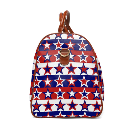 Red White and Blue Stars - Stripes - Waterproof Travel Bag