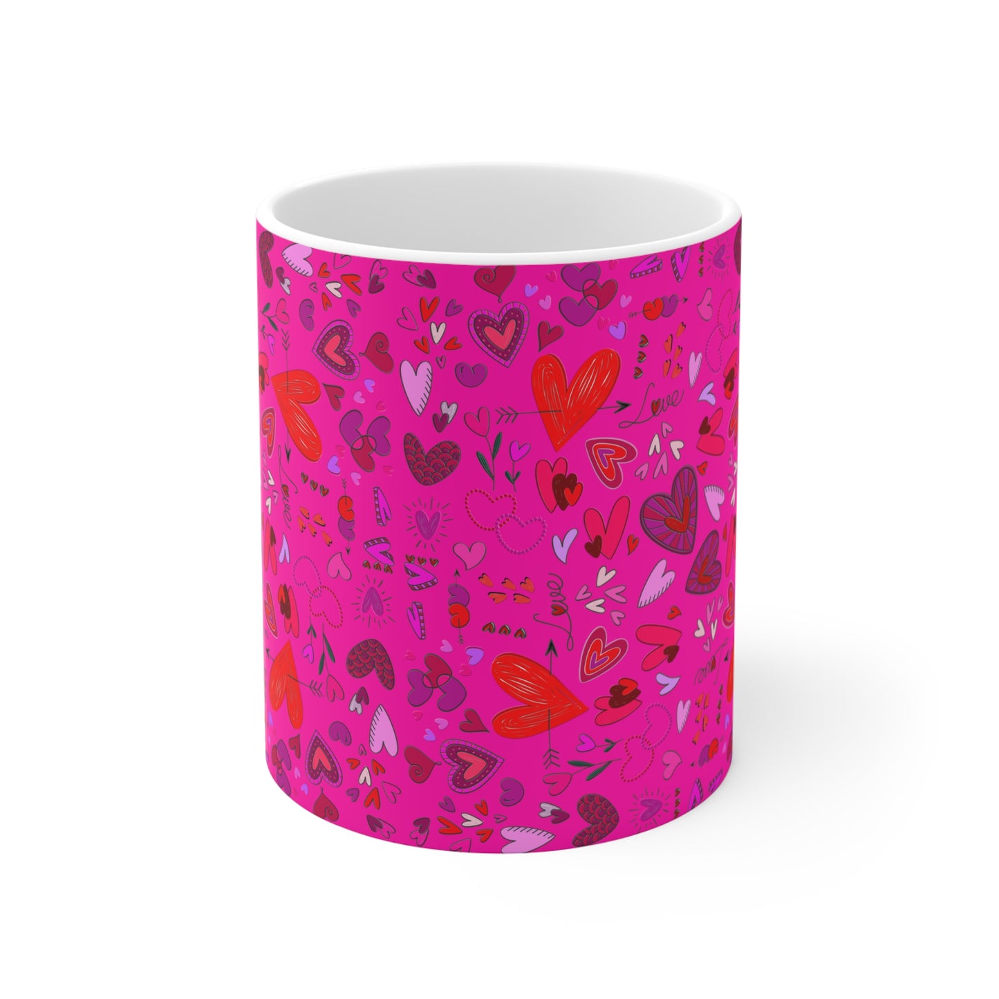 Heart Doodles - Mean Girls Lipstick ff00a8 - Mug 11oz