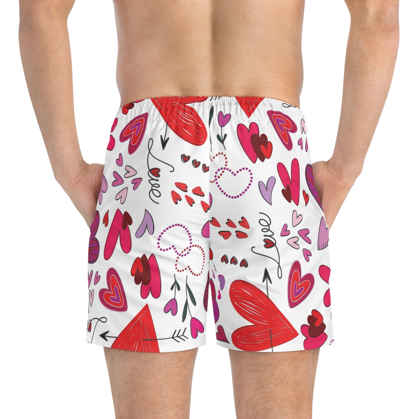 Hearts Doodles - White ffffff - Swim Trunks