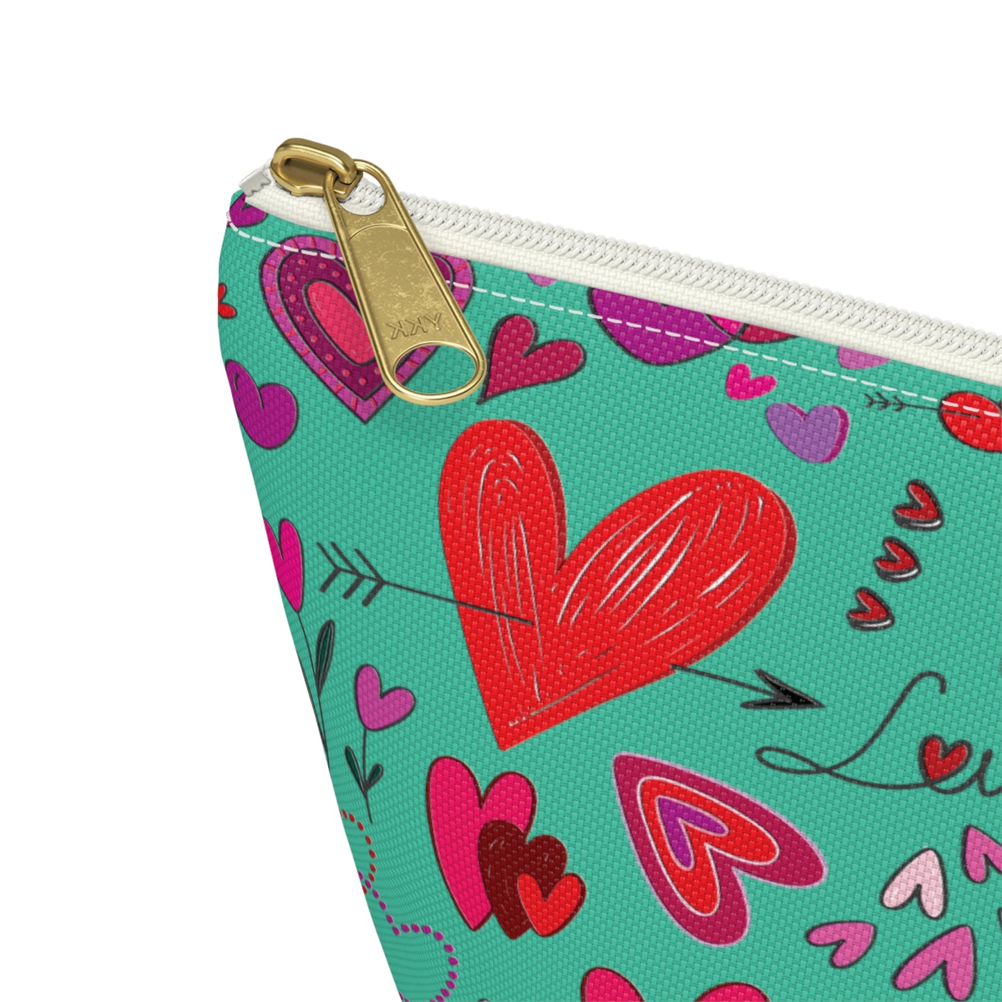 Heart doodles - Turquoise 12d3ad - Accessory Pouch w T-bottom