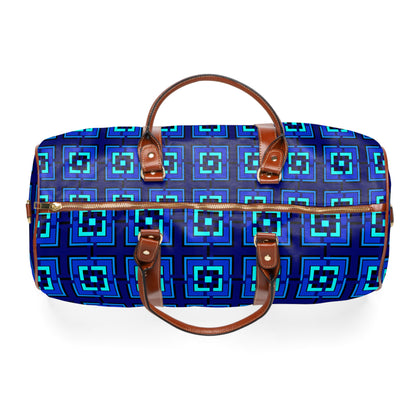 Intersecting Squares - Blue - Black 000000 - Waterproof Travel Bag