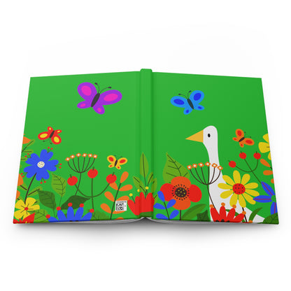 Bright Summer flowers - Lime Green 21C12E - Hardcover Journal Matte