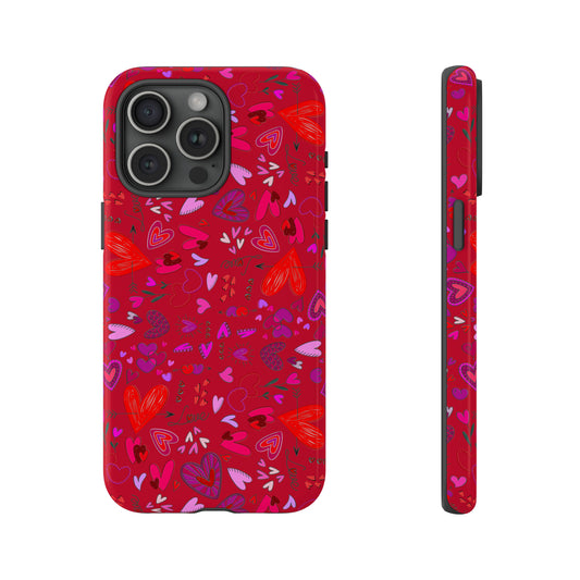 Heart Doodles - Fire Engine Red c8092e - Tough Cases