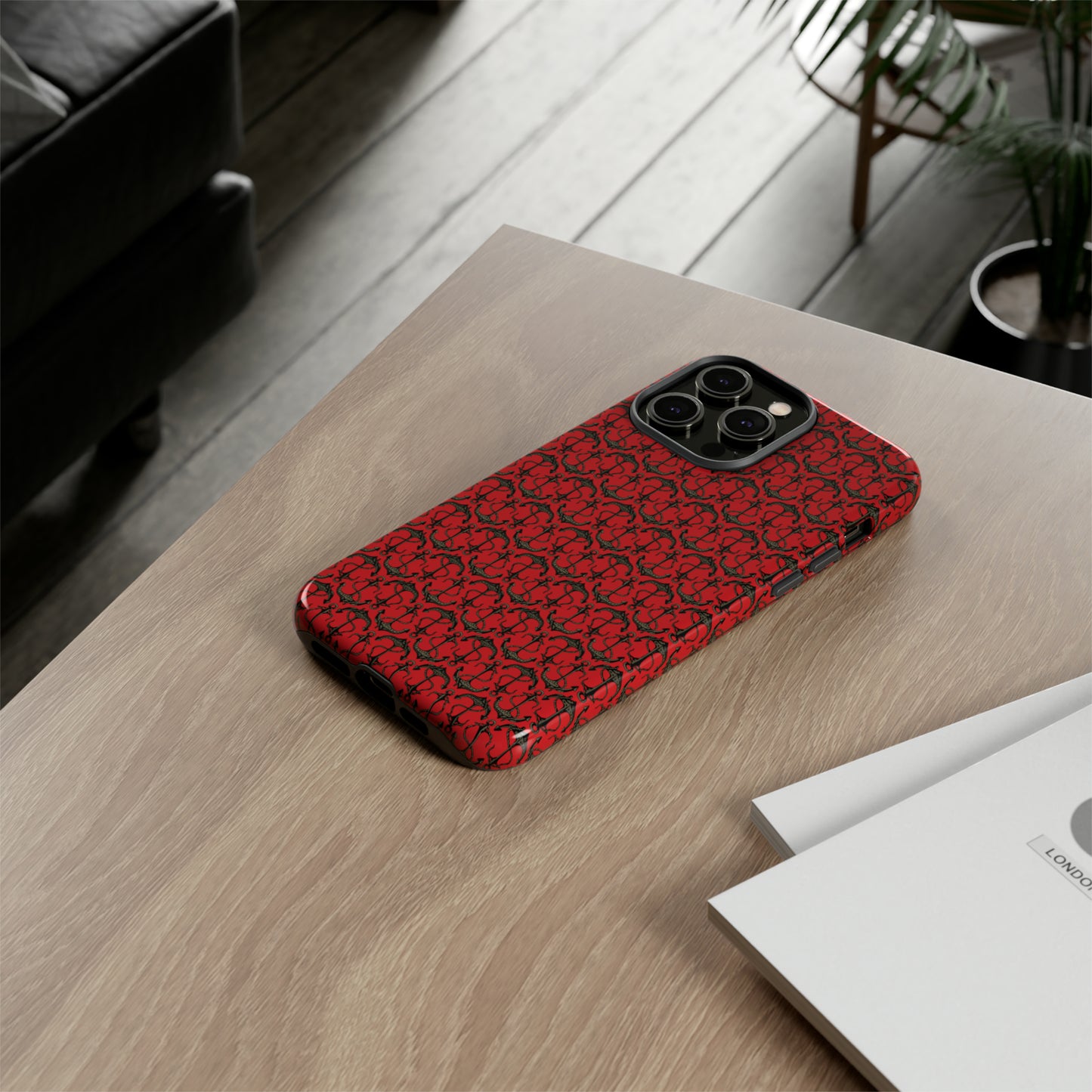 Anchors Away - Black Gray - Scarlet de0000 - Tough Cases