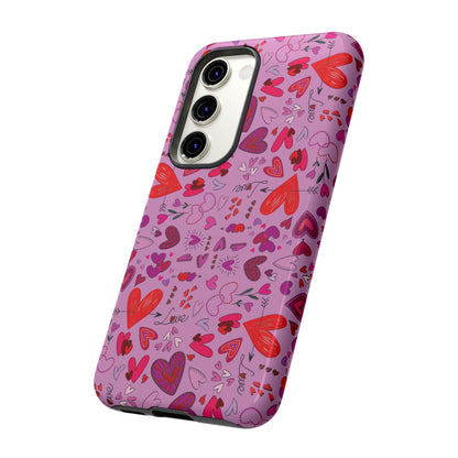 Heart Doodles - Fuschia Pink ff8eff - Tough Cases