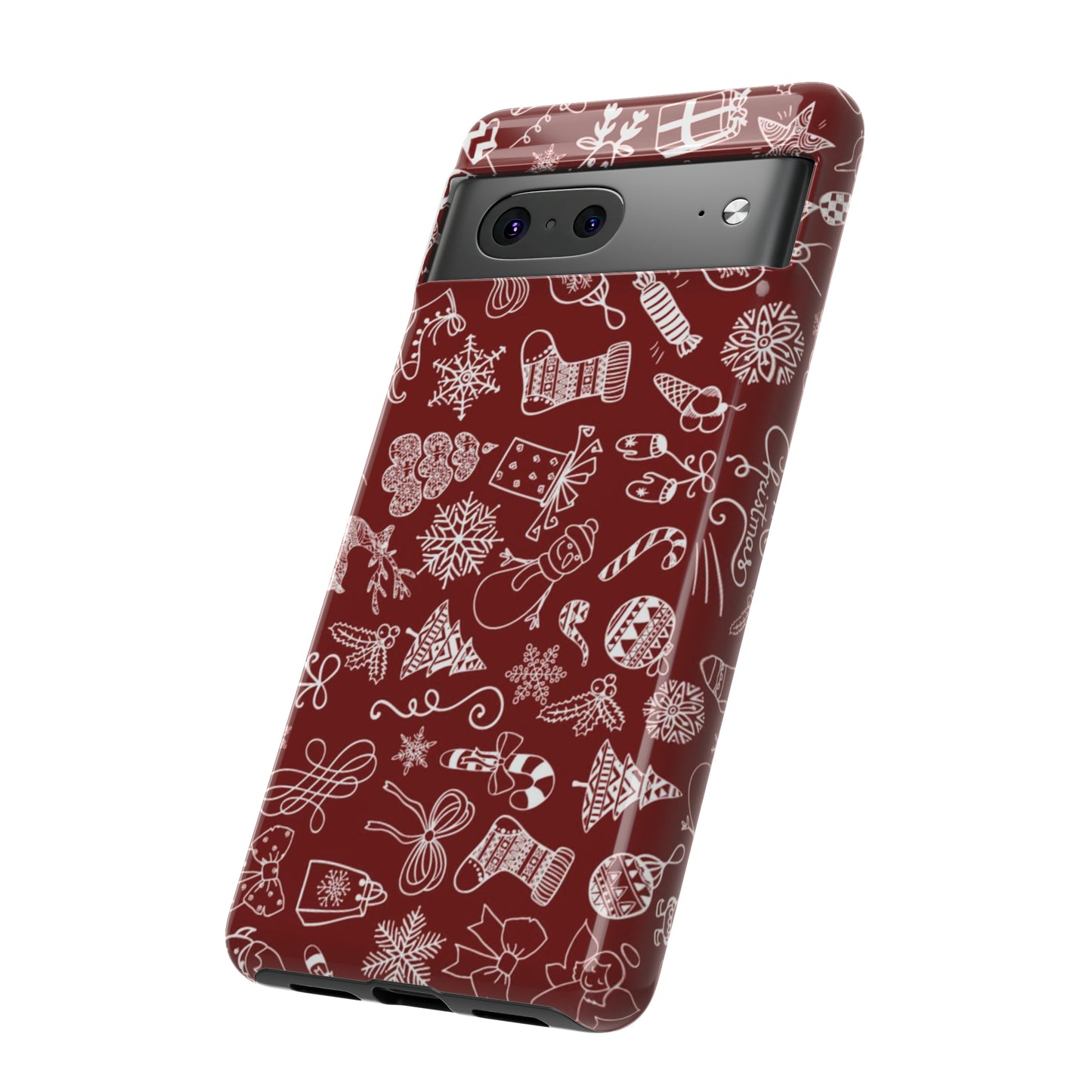 Christmas doodles on red - Tough Cases