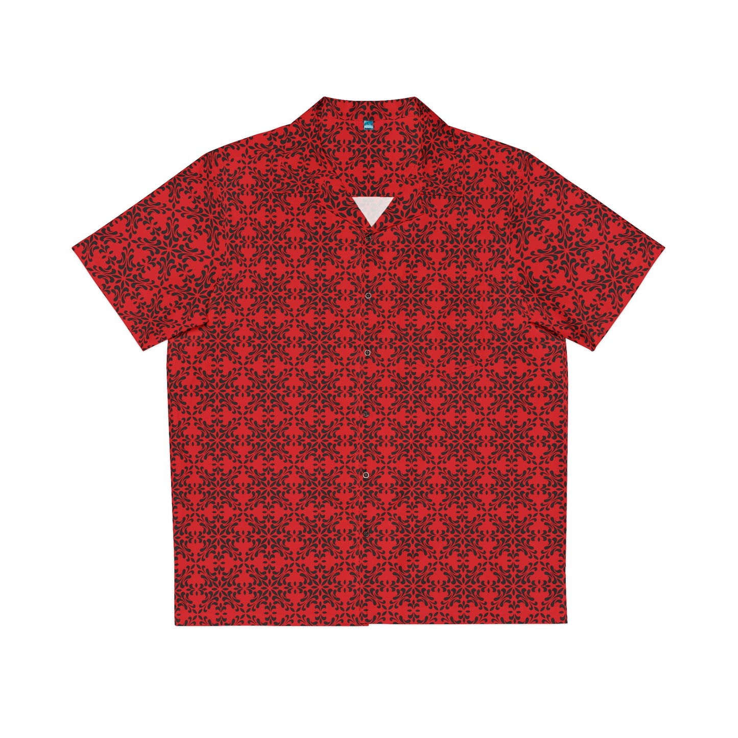 Vibrant Kaleidoscope - Black - Scarlet - Men's Hawaiian Shirt