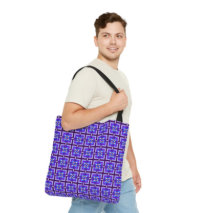 Intersecting Squares - Purple Blue - White ffffff - Tote Bag