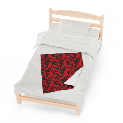 Scarlet Symphony - Black - Velveteen Plush Blanket