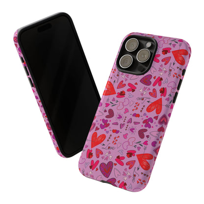 Heart Doodles - Fuschia Pink ff8eff - Tough Cases