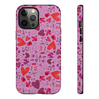 Heart Doodles - Fuschia Pink ff8eff - Tough Cases