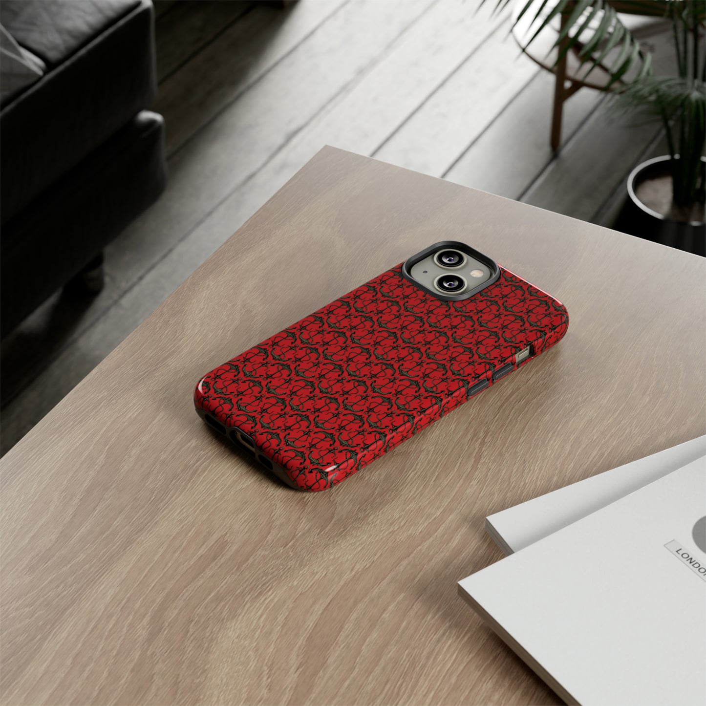 Anchors Away - Black Gray - Scarlet de0000 - Tough Cases