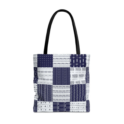 Mud Cloth Pattern - Blue White - Tote Bag