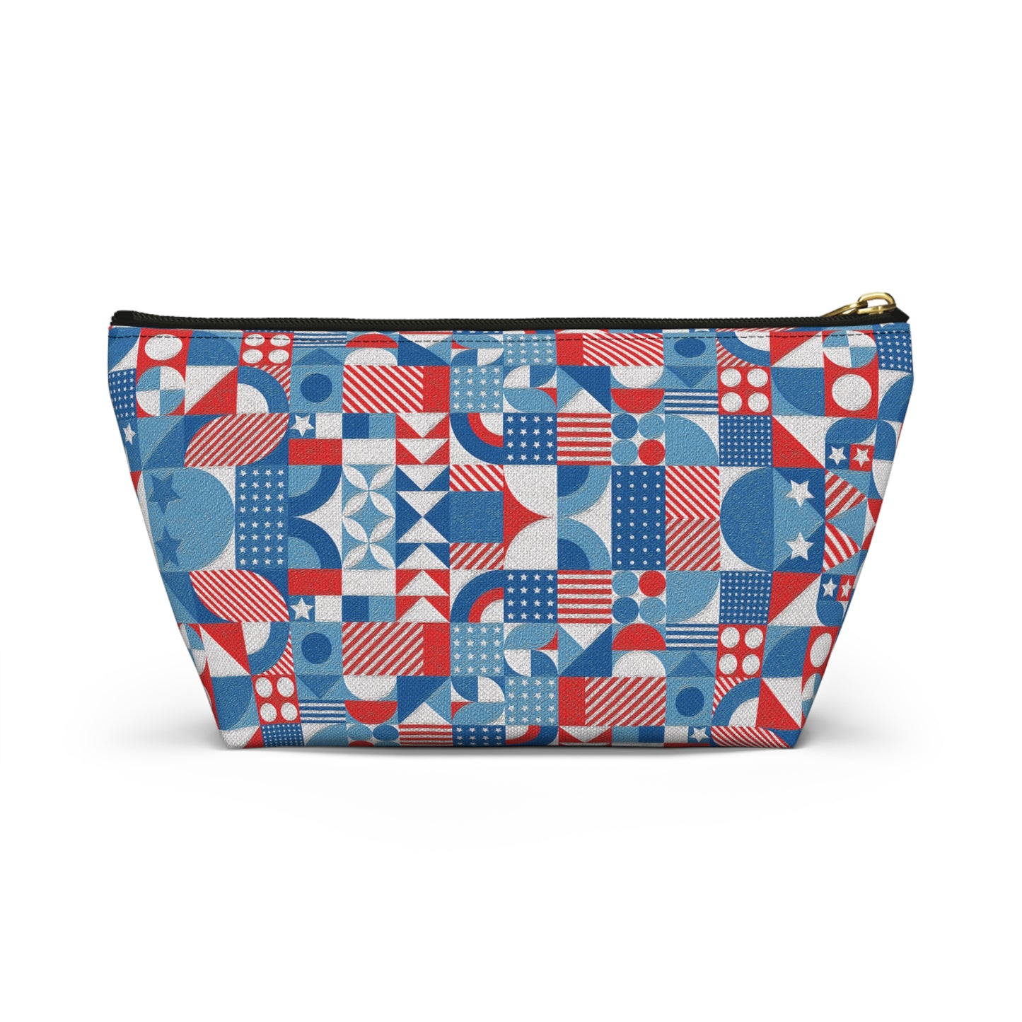 Red White and Blue Bold Pattern - Oil Paint Texture - Accessory Pouch w T-bottom