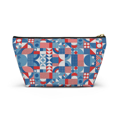 Red White and Blue Bold Pattern - Oil Paint Texture - Accessory Pouch w T-bottom